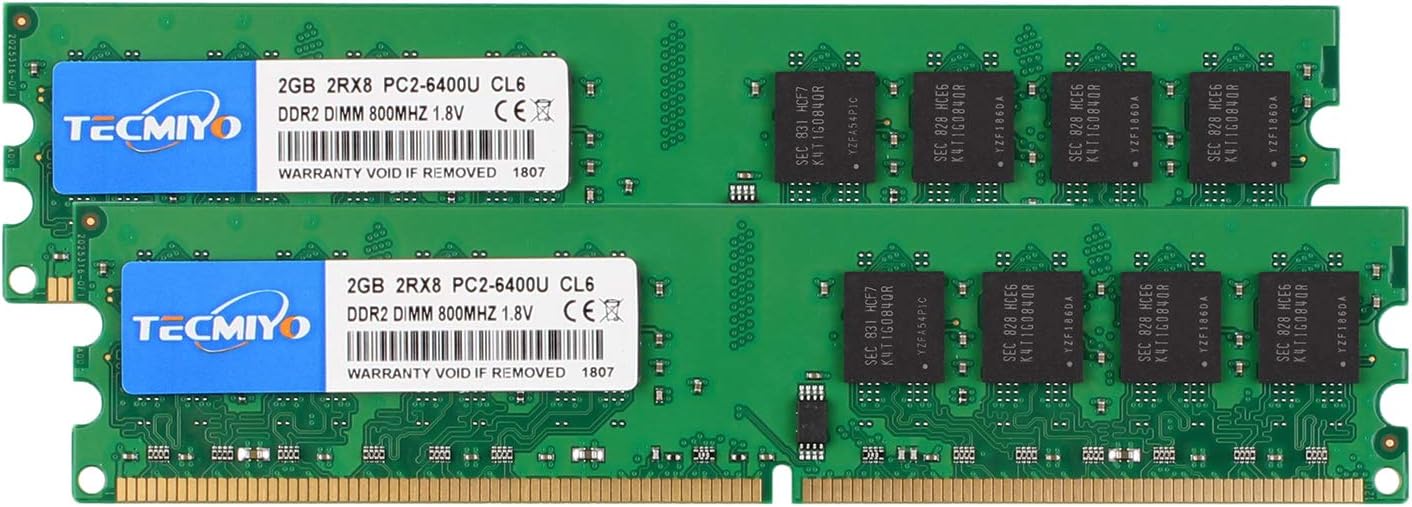 Tecmiyo 4gb Kit 2x2gb Ddr2 800mhz Pc2 6400 Pc2 6400u Non Ecc Unbuffered 1 8v Cl6 2rx8 Dual Rank 240 Pin Udimm Desktop Memory Ram Module At Amazon Com Tecmiyo 4gb Kit 2x2gb Ddr2 800mhz Pc2 6400 Pc2 6400u Non Ecc Unbuffered 1 8v Cl6 2rx8 Dual Rank 240 Pin Udimm Desktop Memory Ram Module At Amazon Com