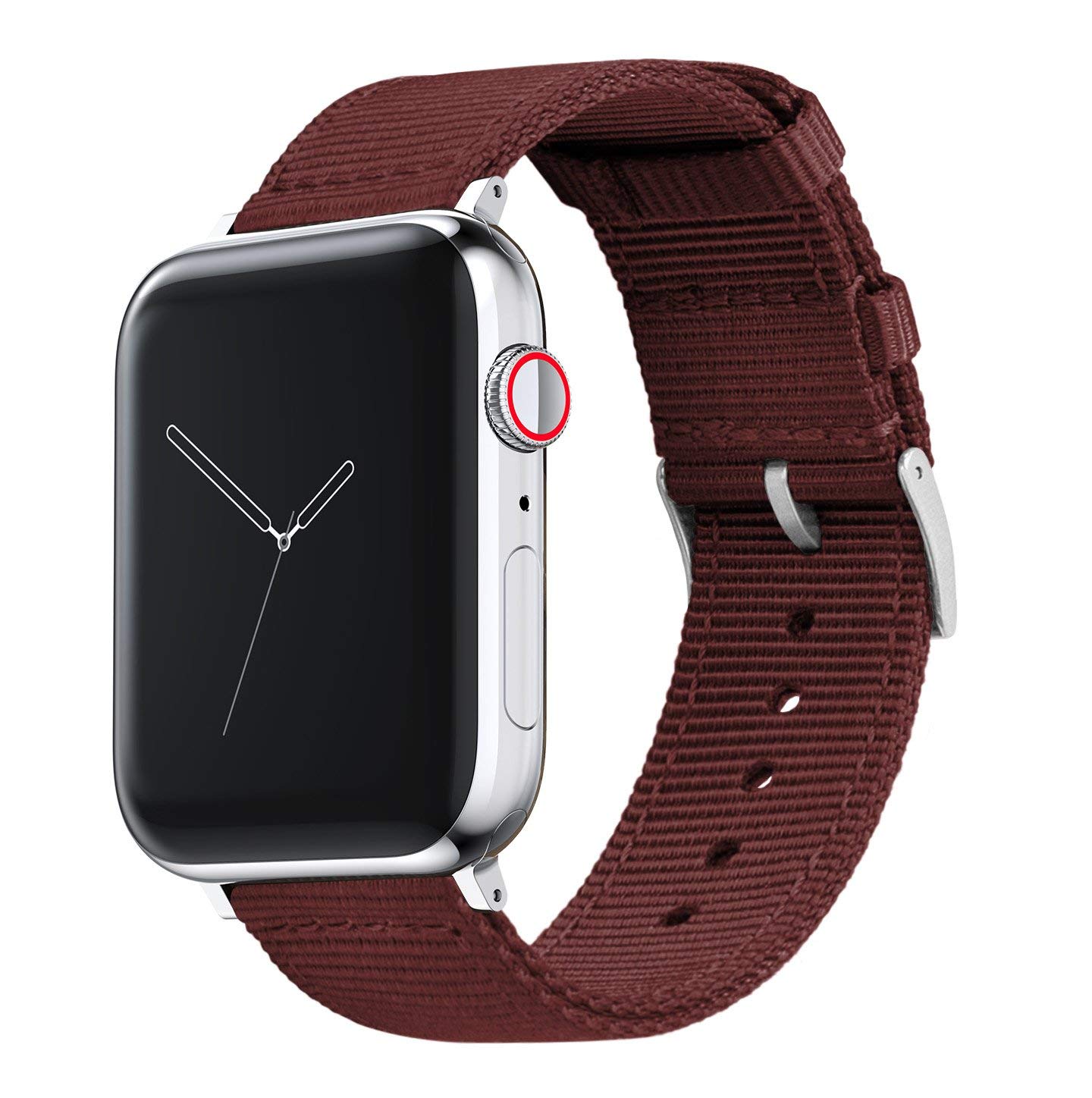 38mm/40mm/41mm Merlot - BARTON Two-Piece Military Style Watch Bands with quick release spring bar mechanism - Compatible with all Apple Watch Models - Stainless Steel Hardware- Fits wrists 5" to 8"