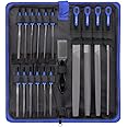 Preciva 18PCS File Set, 18 in1 High Carbon Steel Multipurpose File Set Includes 4PCS Flat/Triangle/Half-Round/Round Large File & 12PCS Needle File & Brush & Portable Bag.