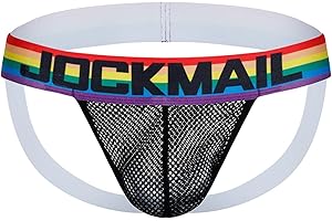 JOCKMAIL Mens Jockstrap for Men Underwear Mesh Breathable Athletic Supporter Thong G-String For Gym, Training, Running