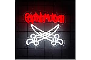 Hanging Signs Captain Morgan's Neon Sign and White Double-Edged Nightlight are Used for Wall Decor, Bar Bartending Area Decor