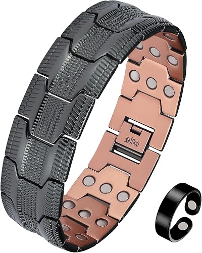 Jecanori 3X Lymph Drainage Copper Magnetic Bracelet Men 57 Magnets 3500G