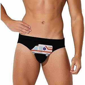Ambulance Emergency Medical Technician Mens Swim Briefs Print Bikini Swimwear Sport Swimsuit Surf Shorts Trunks