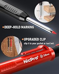 Nicpro 5 Pack Carpenter Pencil with