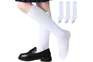 Girls Knee High Socks Boys School Uniform Socks Breathable Seamless Kids Knee High Stockings Cotton Long Tube Socks 3 Pairs