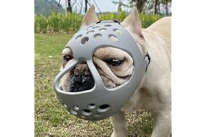 BARKLESS Short Snout Dog Muzzle, Soft Silicone Flat Faced Muzzle for French Bulldog Shih Tzu and Pug for Biting Chewing Licking and Grooming, Allows Panting