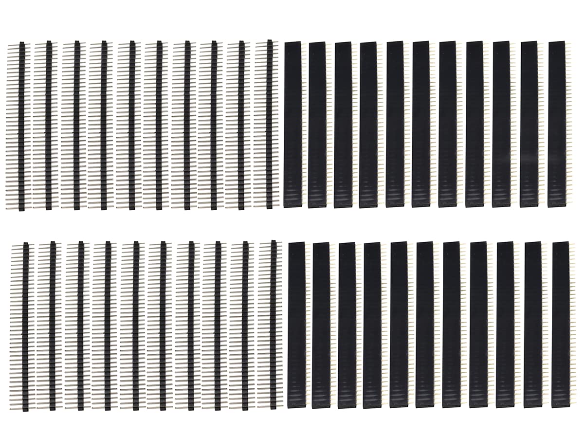 Heevhas 40pcs 2.54mm Break Away PCB Board Male and Female Header Single Row Male and Female Pin Header Connector Kit for Arduino Prototype Shield