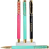 Girl Boss Pen Set – Pack of 3 Metal Pens with Inspirational Quotes in Pink, Teal & Black | Gift for Women, Boss Ladies, New Jobs, Graduation & Promotions | Black Ink, Refillable