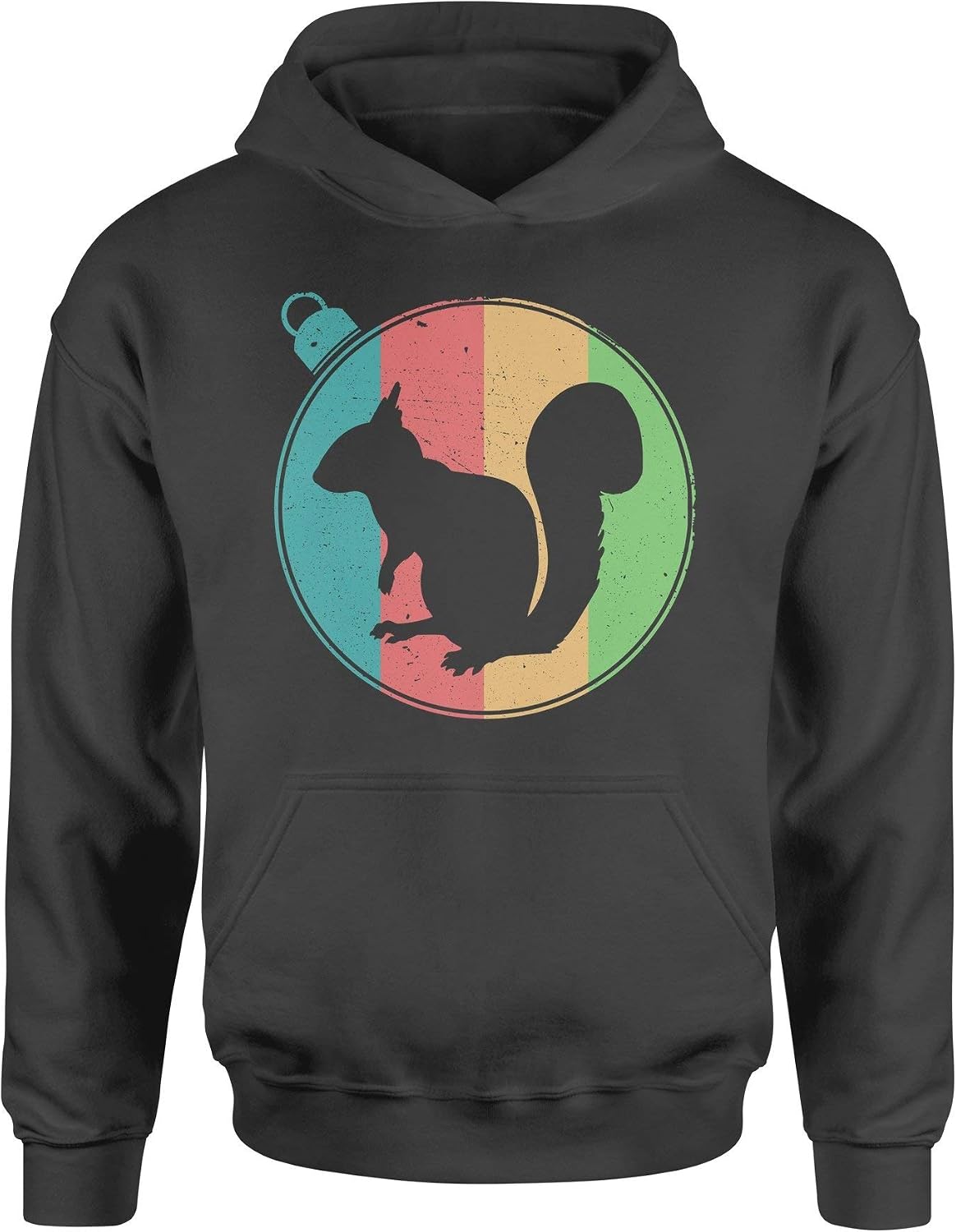 Kapuzenpulli mit EichhörnchenMotiv, mit Weihnachtsmotiv Gr. M, Schwarz