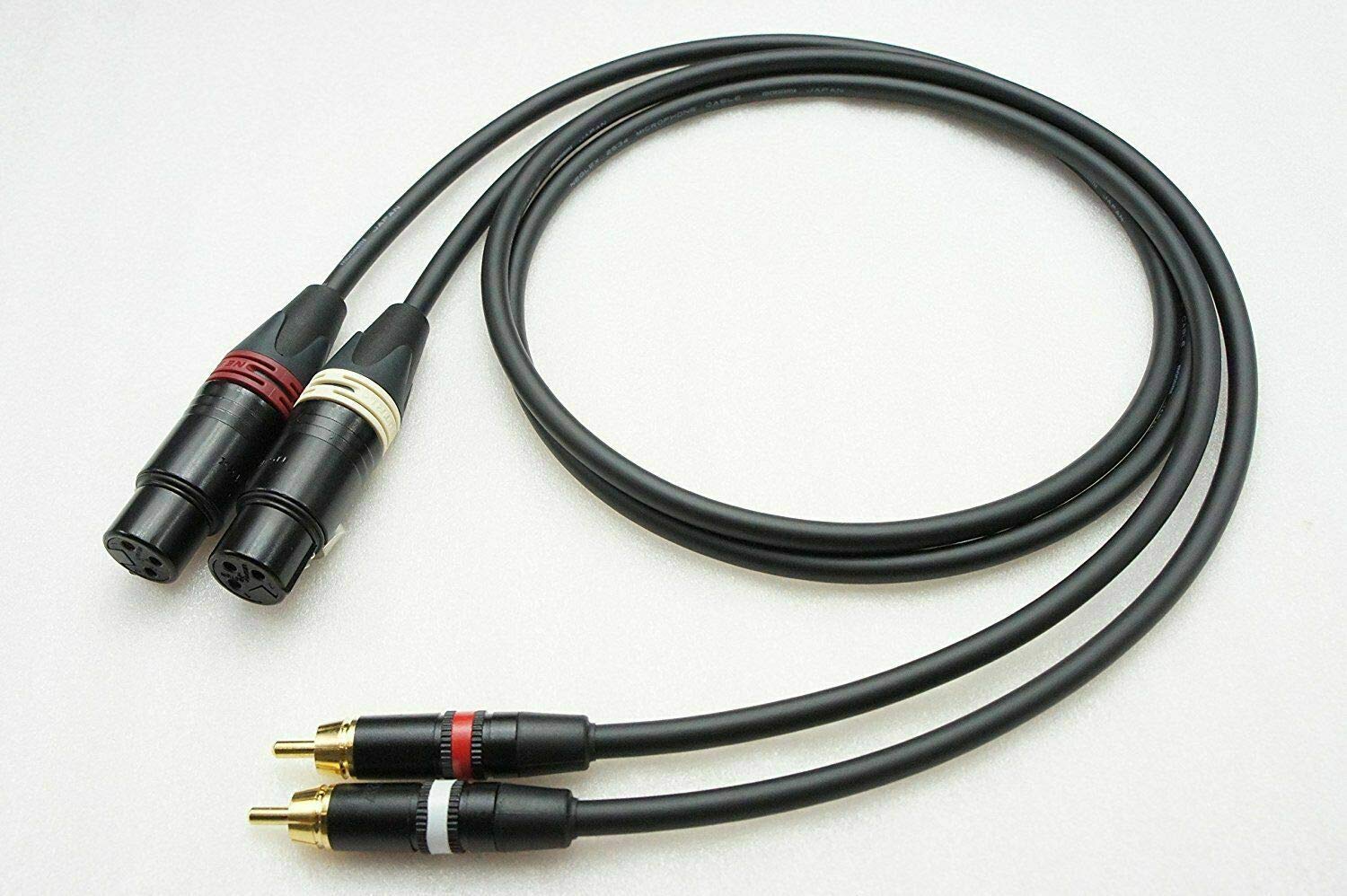 1 Foot Mogami 2534 Quad Stereo Pair (L, R) | Neutrik Gold RCA to XLR Female