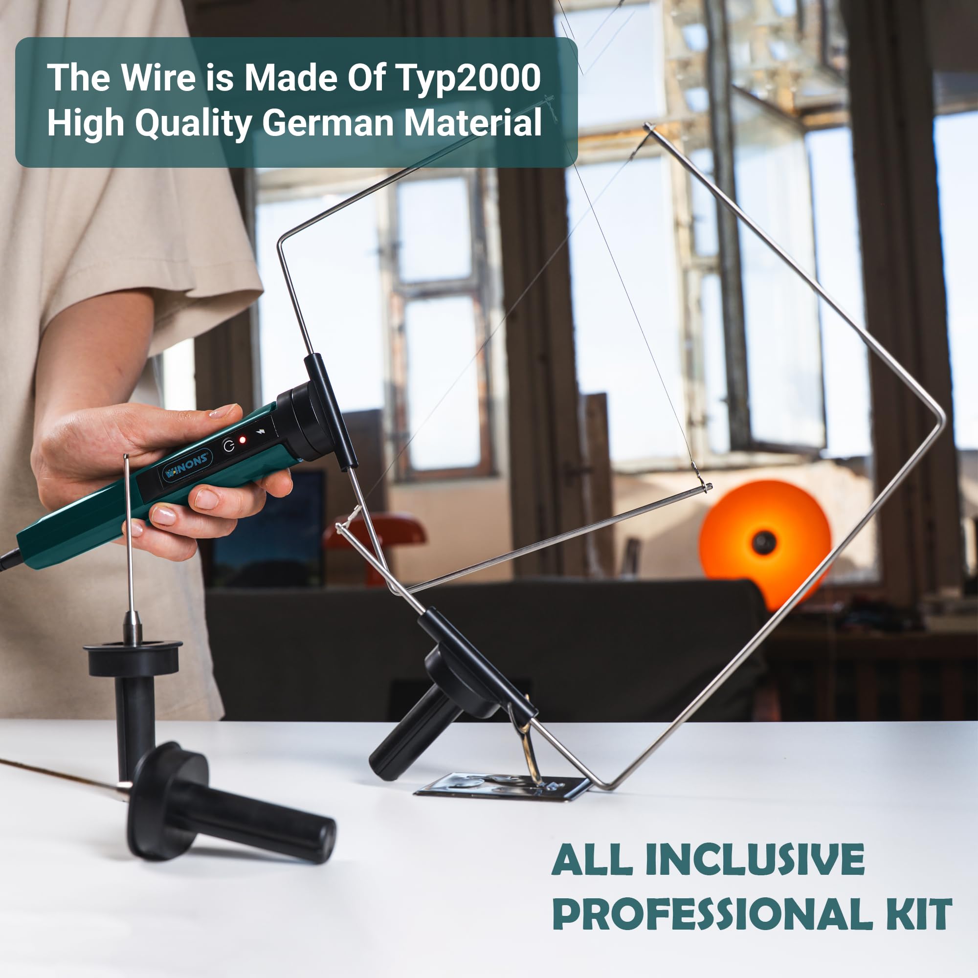 WINONS Styroporschneider Heißdrahtschneider mit Temperaturregler, WFC0010 Styropor Schneider mit 450 °C max Temp. und Breitere Schneidezone, Heißschneider mit Deutschen Standards (15er-Set) 2