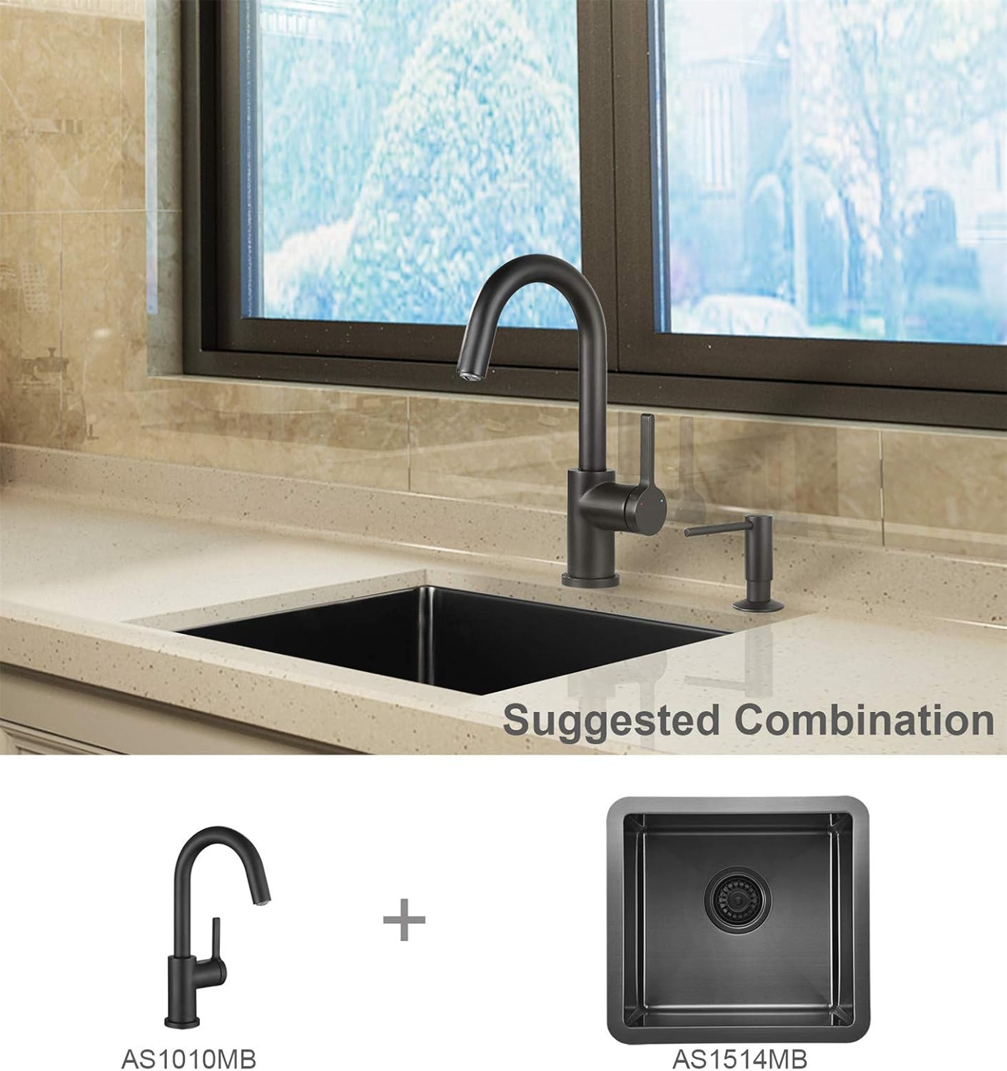 AguaStella AS1010MB Matte Black Bar Faucet or Prep Kitchen Sink Faucet with Single Handle - - 