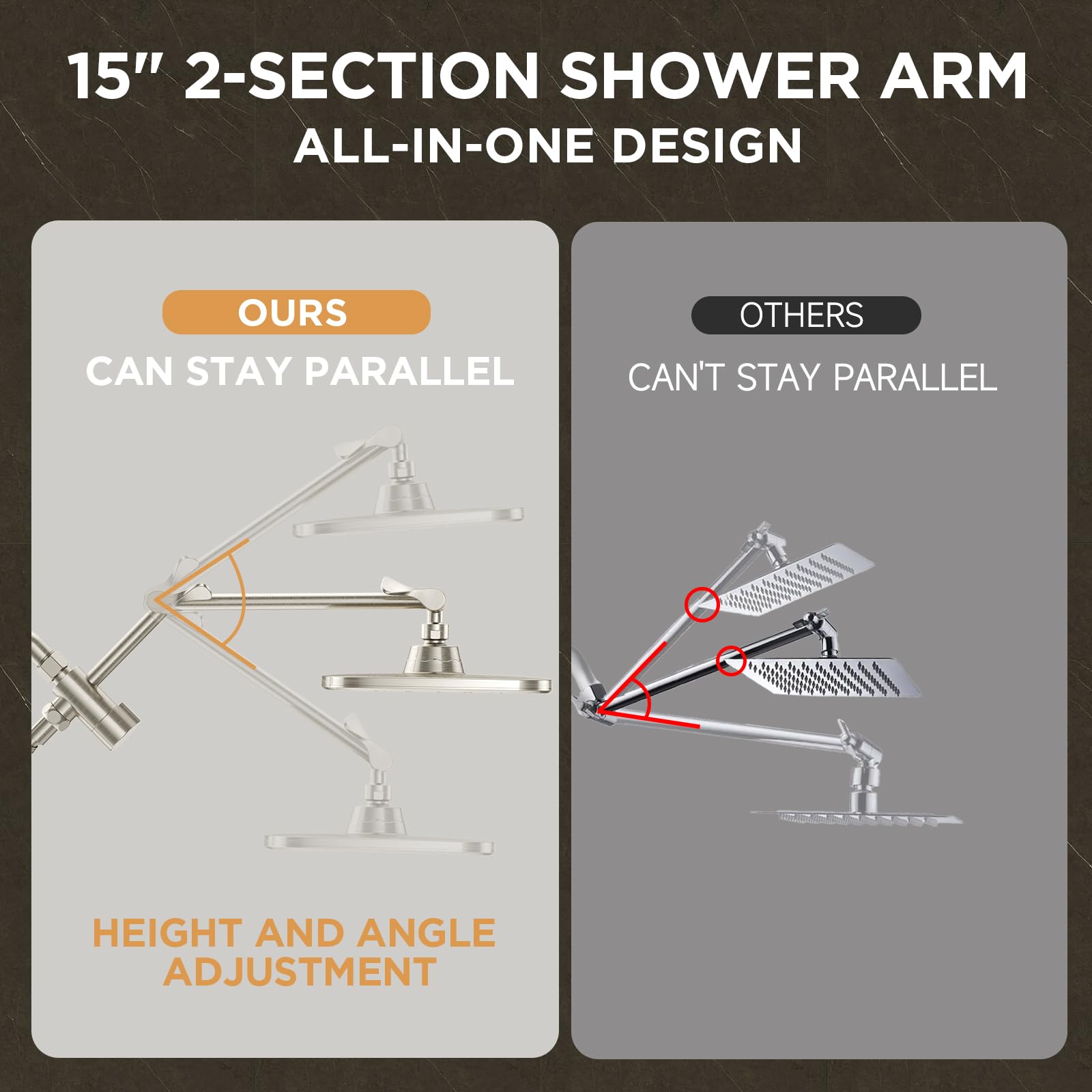Mua Veken Wide Brushed Nickel Rain Shower Head with Handheld, High ...