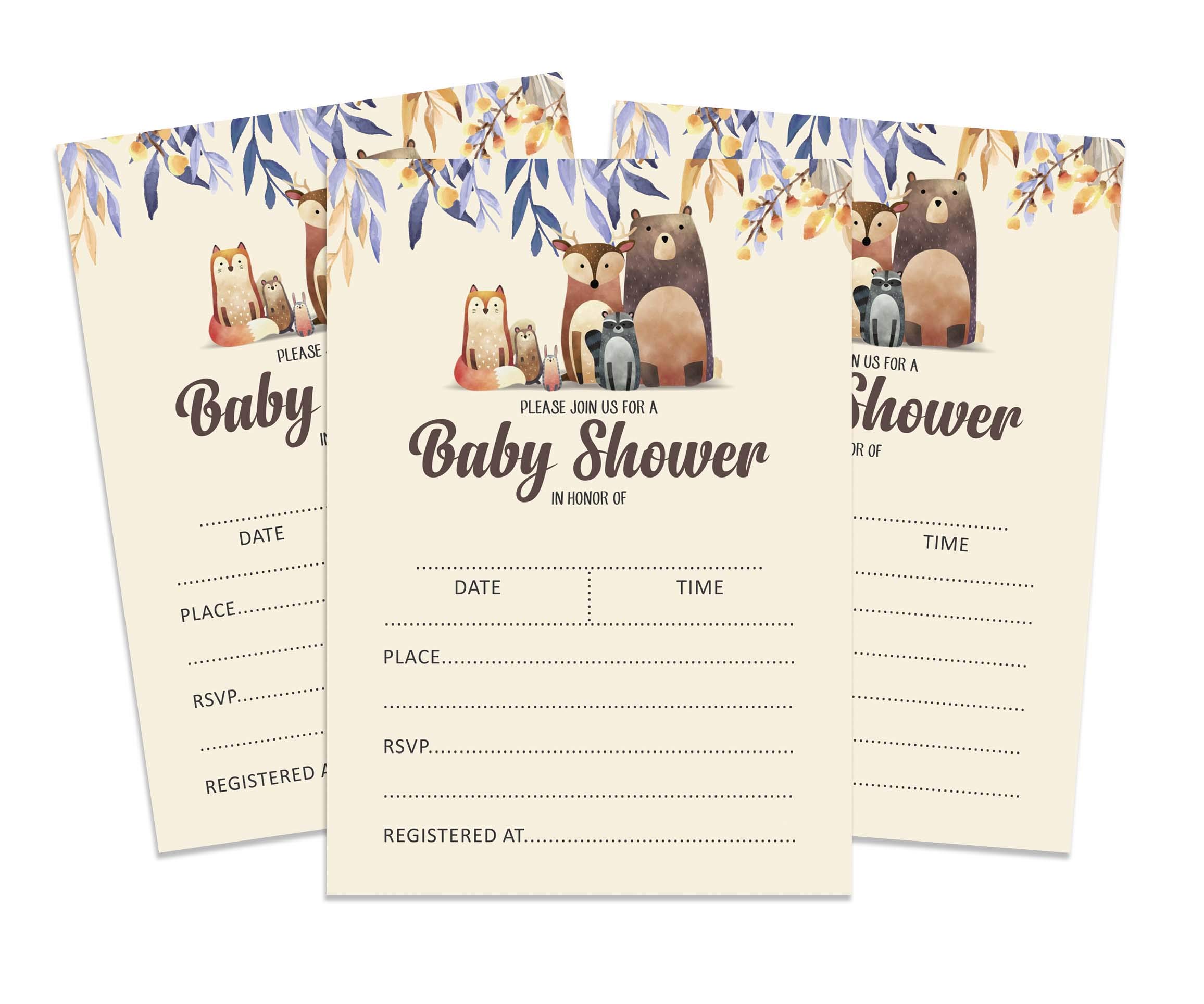 Inkdotpot 30 Jungle Animals Baby Shower Invitation Cards Gender Neutral Fill In Blank Invites