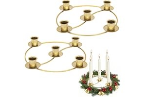 AHZEMEPINYO 2 Pack Christmas Advent Wreath Candle Holder Gold Advent Ring Metal Candle Holder Table Decoration for Festival Home Party Church Decor