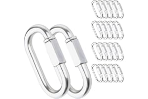 IEBUOBO Quick Link Stainless Steel Quick Link Chain D Shape Locking Quick Chain for Carabiner, Hammock, Camping and Outdoor Equipment