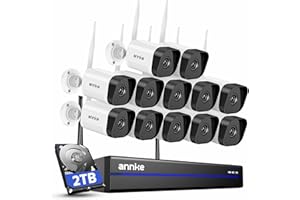 ANNKE Wireless Security Camera System 2TB Hard Drive, 16CH 4K WiFi NVR Kit, 12Pcs 3MP CCTV Home Surveillance Cam for Indoor/Outdoor, 2-Way Audio, Night Vision, Weatherproof IP66, Motion Detection
