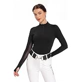 Harrison Howard Long Sleeve Horse Riding Tops, Women's Equestrian Shirts | UPF50+, Thumbholes, Half Mesh Arms for Extra Ventilation, 4-way Stretch Quick-Dry Shirt w/ Stylish Neckline