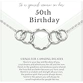 HOPE LOVE SHINE Birthday Necklace – Fashion Jewelry 16+2", 14K Gold Plated Sterling Silver with 3 Interlocking Rings, Hypoallergenic and Comfortable – A Thoughtful Choice for Birthday for Women