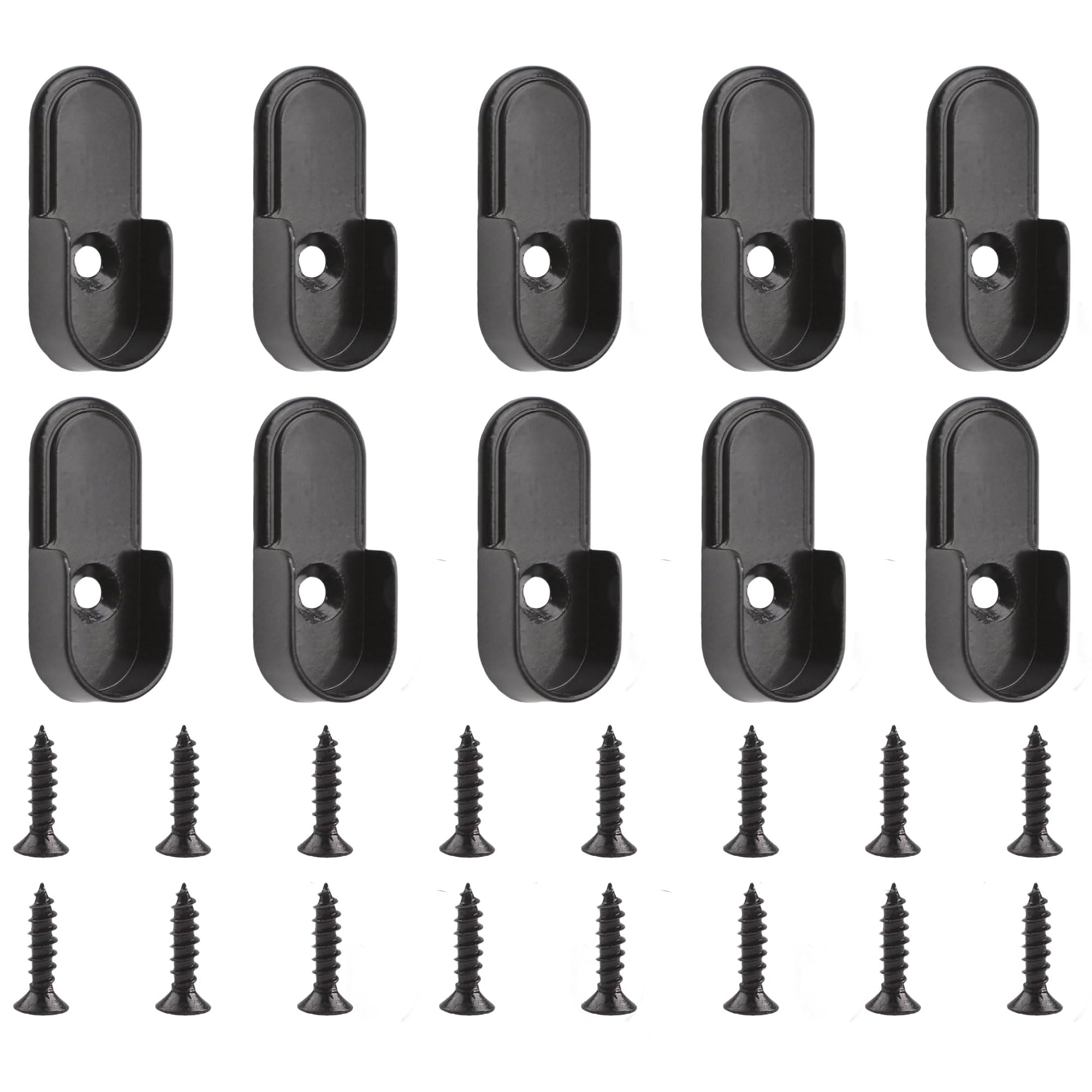 Photo 1 of 10 Pcs mini Zinc Alloy Closet Rod End Support Black Oval Wardrobe Bracket with M4 Screws Heavy Duty Wall Mounted Pipe Flange for 0.59inch Rods Rustproof Closets Pole Holders for Wardrobe Closet