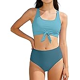 oklady Girls Swimsuit 2 Piece Bikini Set Tiered Ruffled Bathing Suit Adjustable Straps Girls' Swimwear