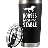 Panvola Horses Keep Me Stable Horse Lover Equestrian Gifts For Women Men From Mom Dad Friends Stainless Steel Vacuum Insulated Tumblers 20 oz Black With Lid And Straw