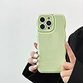 FABSPARK for iPhone 16 Pro Max Case, Soft Wave Wavy Frame,Light Green | Simple Wave Design Wavy Frame Soft Silicone Aesthetic Case for iPhone 16 Pro Max,Light Green