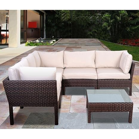 Amazon Com Infinity Dark Brown 6 Piece Wicker Patio Seating Set