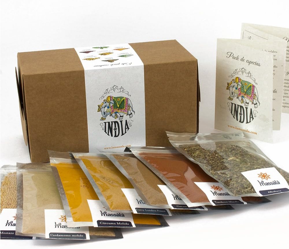 Especias Indias para Cocinar con Receta - Garam Masala - Tandoori - Mostaza en grano - Curry Londo Finest - Cúrcuma molida - Cardamomo molido - Albahaca: Amazon.es: Alimentación y bebidas