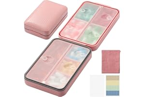 OUVBTX Daily Pill Organizer, 8 Compartments Portable Pill Case Travel Pill Organizer, Pill Container Large for Purse Pocket to Hold Vitamins, Cod Liver Oil, Supplements and Medication, Pink
