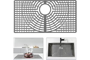 Snuggery Silicone Sink Protector 30"x16" Rear Drain Hole, Heat Resistant Non-slip Dishwasher Suitable, Large Sink Mat for Bottom of Farmhouse Kitchen Stainless Steel Sinks