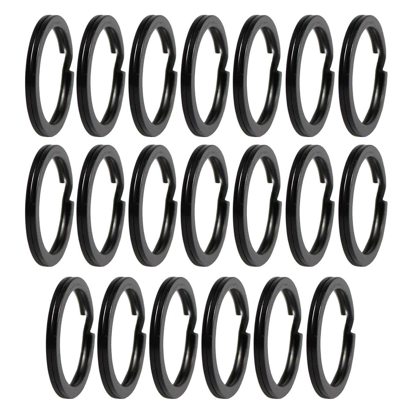 UOOOM 20pcs Flat Metal Key Ring Split Rings 25mm Key Ring Hoop for Home Car Keys Organization DIY Crafting (Black)
