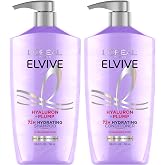 L'Oreal Paris Elvive Hyaluron Plump Shampoo and Conditioner Set, 53 Fl Oz | Hair Care for Dry, Dehydrated Hair with Up to 72HRs of Hydration, Hyaluronic-Acid Powered, For All Hair Types, Paraben-Free