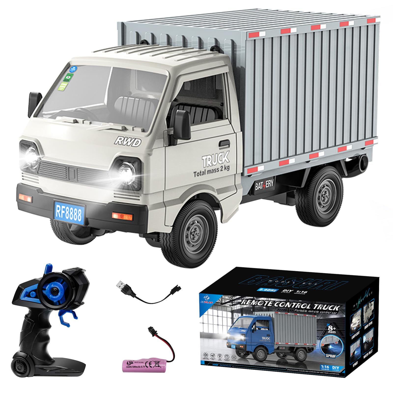 DUKUSEEK 1:16 Scale RC Truck for Kids, Mini RC Pickup Truck W/ 2.4GHz Remote & Light Climbing Car for Boys Girls Hobby Toys Gifts (White-A)