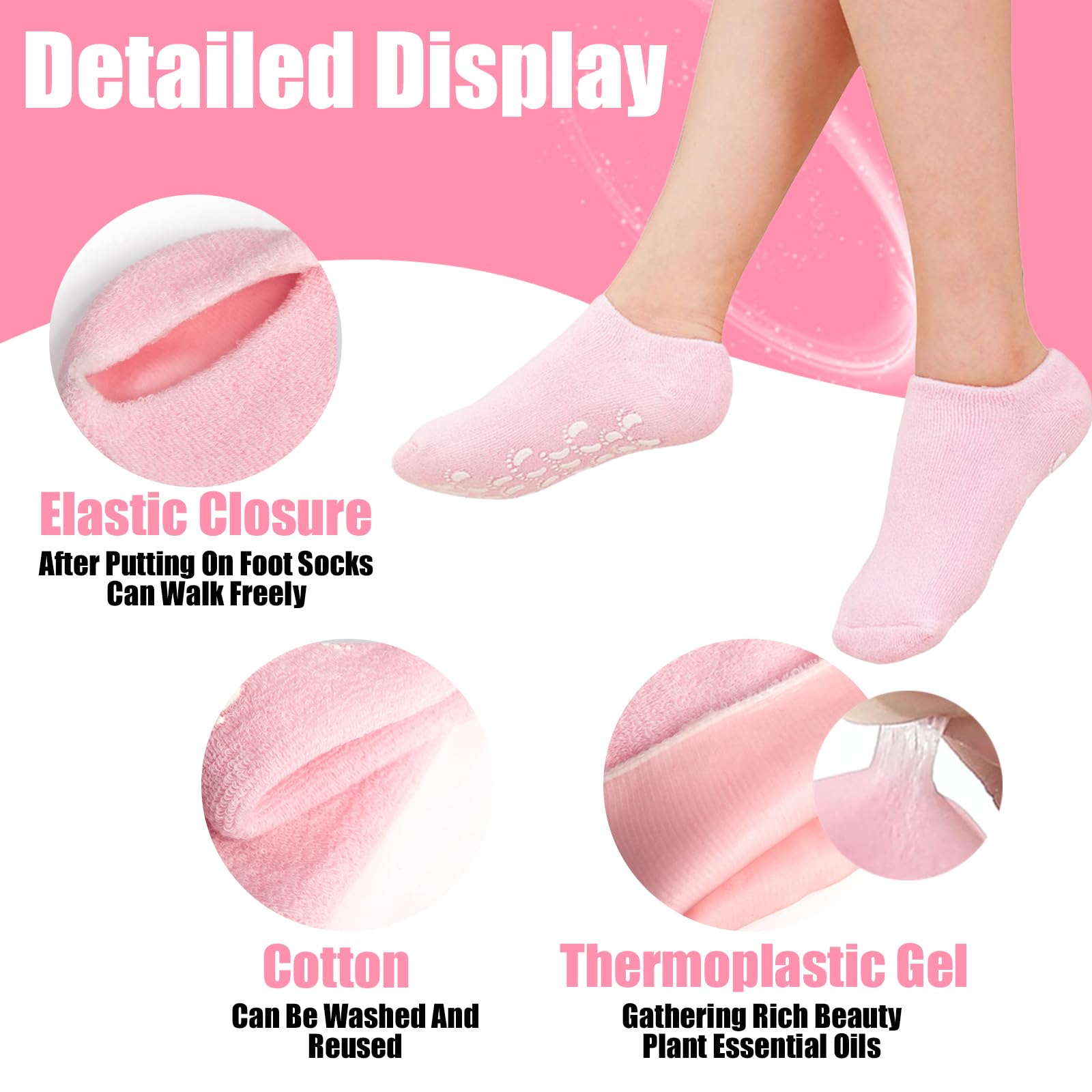 2Pairs Moisturizing Socks - Silicone Socks for Dry Cracked Feet Women - Gel Socks for Dry Cracked Feet Women - Lotion Socks for Repairing and Softening Dry Cracked Feet Skins