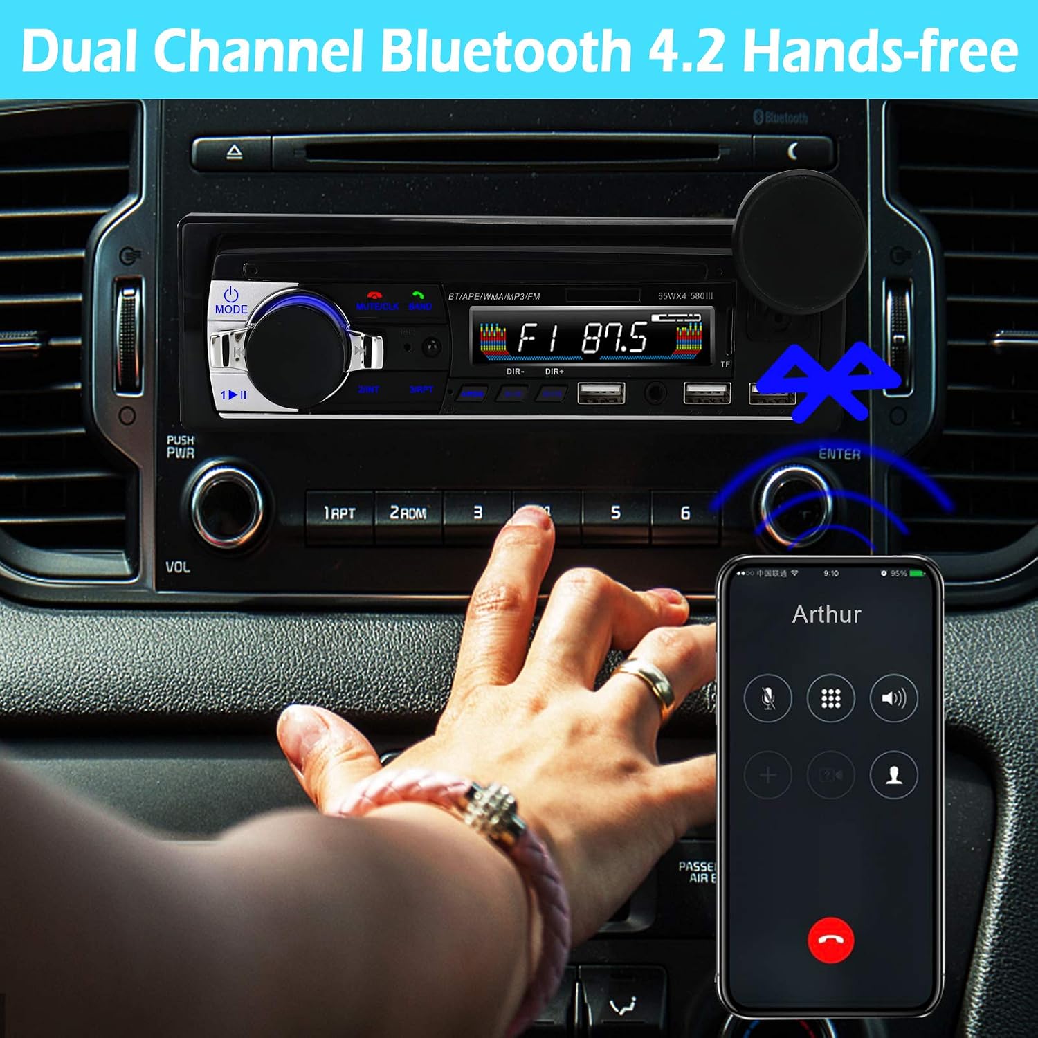 3 USB Ports Bluetooth Hands-Free 