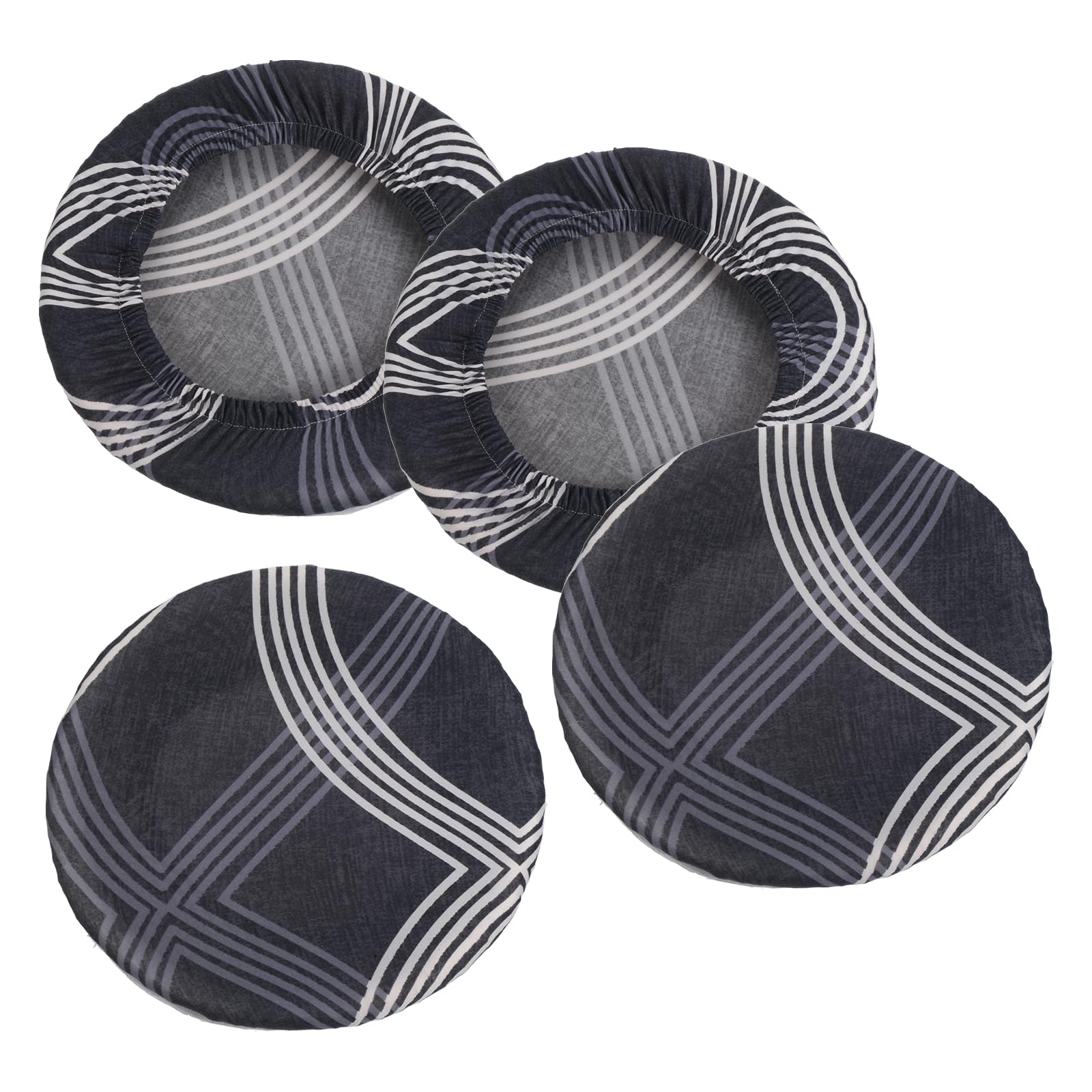 PATIKIL 9.5" Round Bar Stool Cover, 4 Pack Washable Elastic Stool Cushion Cover for Diameter 12"-18" Chair, Blue White