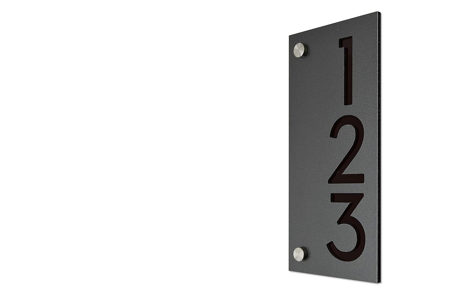 Modern House Numbers, Small Vertical Metallic Gray Aluminum with Black