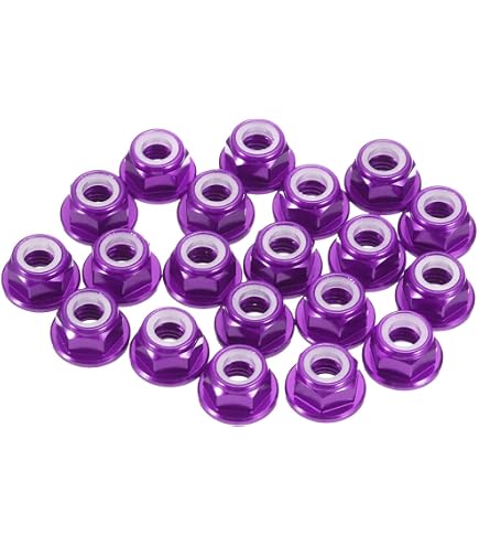 10pcs M2 Locking Flange Hex Nuts w/Nylon Insert Anodized Aluminum