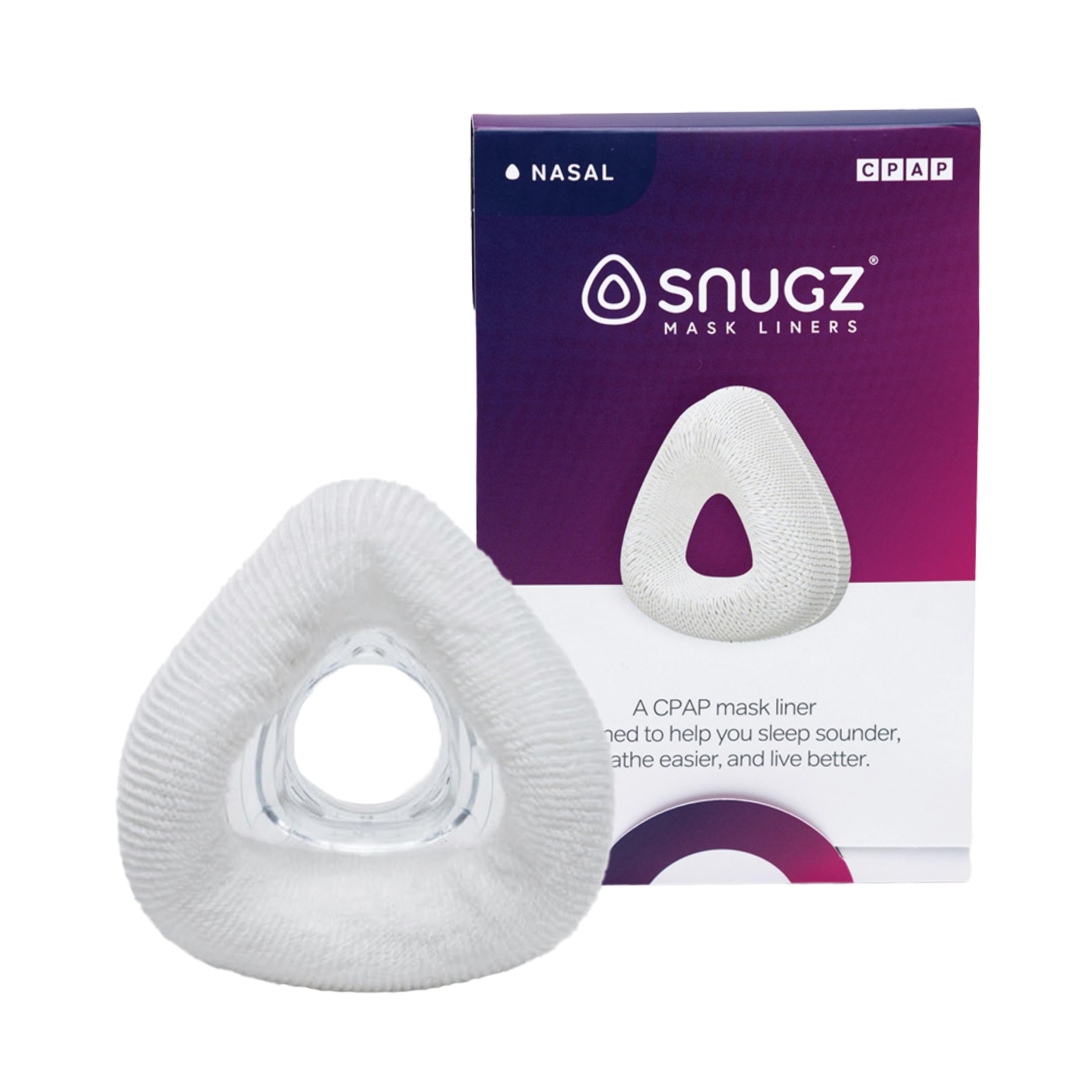 Snugz Mask Liners: Machine Washable, One-Size-Fits-Most CPAP Mask Liners, Pack of 2 Lasts 90 Days (Nasal (Nose only))