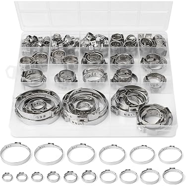 304 Stainless Steel Single Ear Hose Clamps - BeiLan 115Pcs 6-28.6mm
