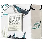 Where The Polka Dots Roam Nautical Ocean Twin Bedding Set - 3 Piece Super Soft Kids Bed Set with Fitted Sheet, Flat Sheet, and Pillowcase - Underwater Sea Creatures Design for Boys Girls Room Décor