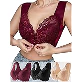 Pack Front Closure Bras for Women Full Coverage Lace Wireless Bralettes, Soft Breathable Support Wirefree Everyday Bras