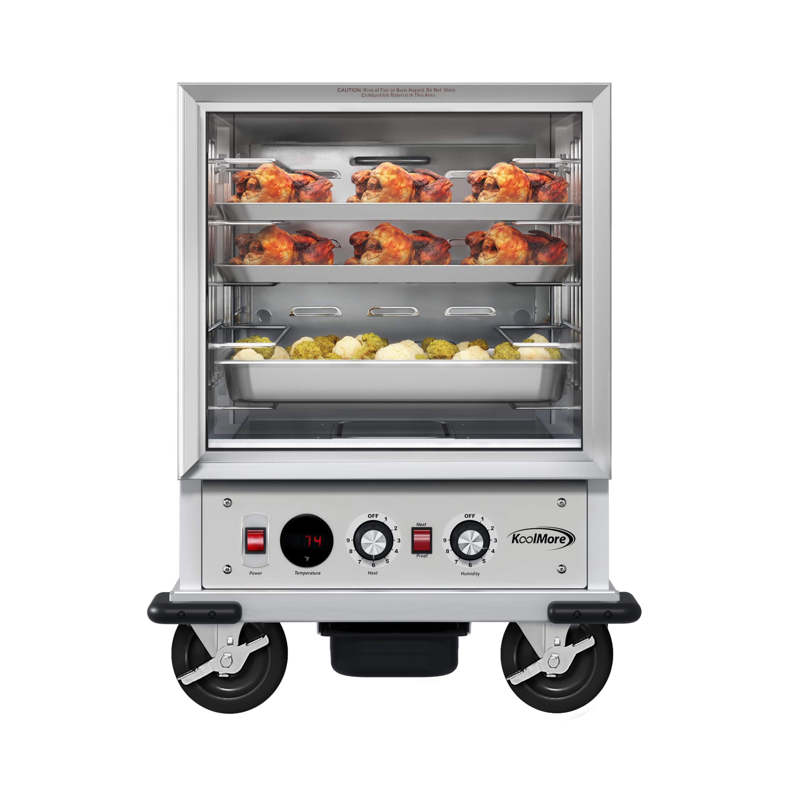 Photo 1 of KoolMore 33 in. Commercial Half Size Non-Insulated 12-Pan Holding/Proofing Cabinet with Solid Dutch Doors in Silver, UL and NSF Listed (KM-CHP12-WNGL)