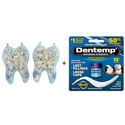 100 PCS Mixed Dental Temporary Crown Kit Anterior Front &amp; Molar Posterior + Dentemp Maximum Strength Dental Temporary Cement Loose Caps Repair
