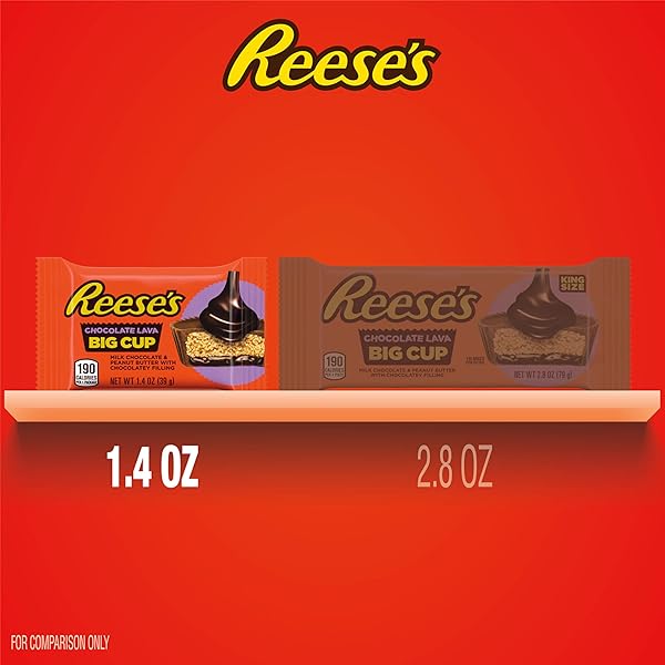 REESE’S BIG CUP CHOCOLATE LAVA MILK CHOCOLATE PEANUT BUTTER CUPS, CANDY PACKS, 1.4 OZ (16 COUNT)
