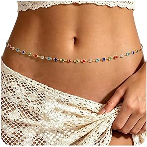 Nexxion Waist Chain for Women,Waist Beads Adjustable Gold Belly Chain Sexy Body Chains,Shell Beads Pearl Waist Jewelry Beach