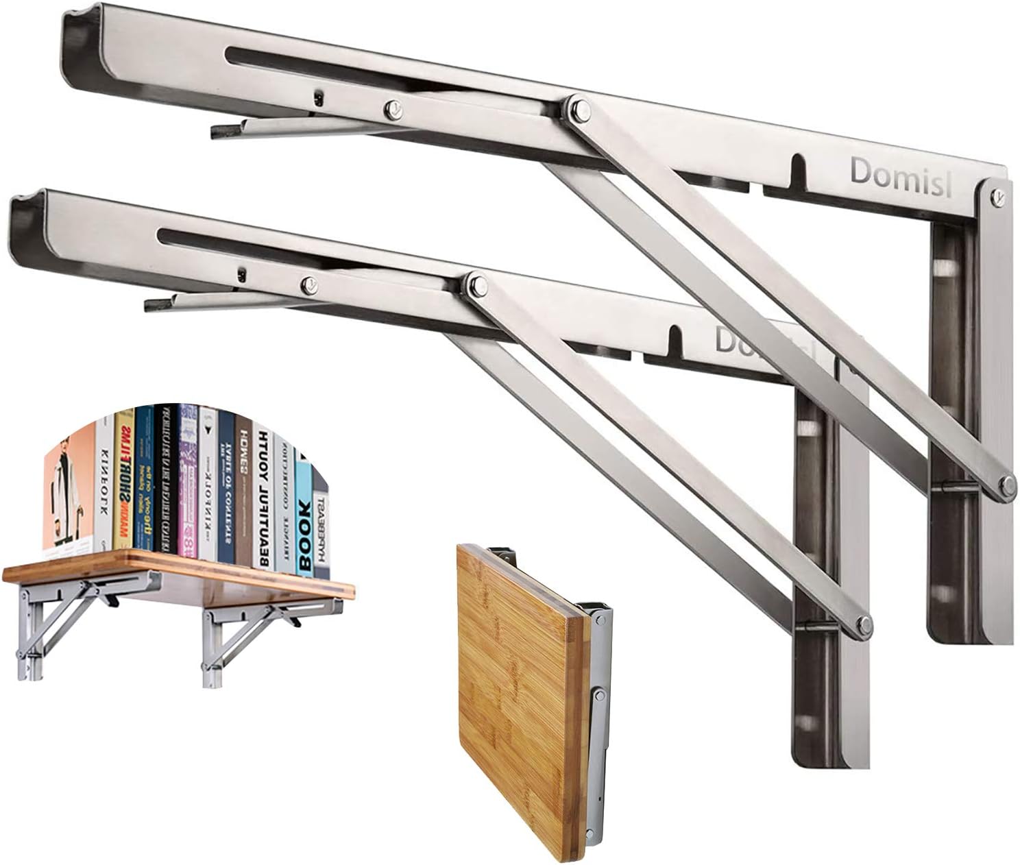 Folding Shelf Brackets 12 Inch，Heavy Duty Stainless Steel Foldable Wall