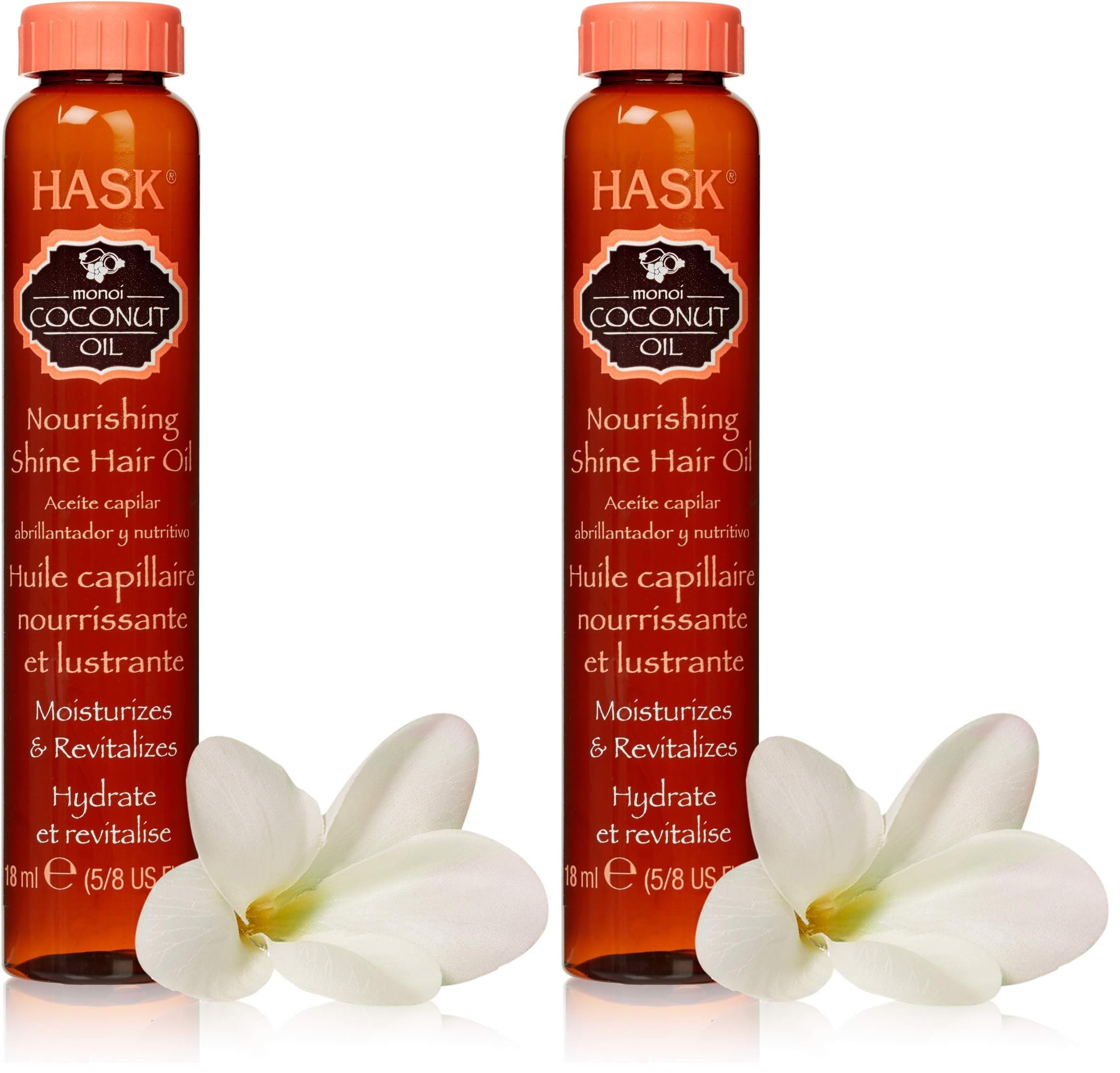 HASK Coconut Nourishing Shine Oil Vial for All Hair Types, Color Safe, Gluten & Sulfate Free - 1 x 18mL (Pack of 2)