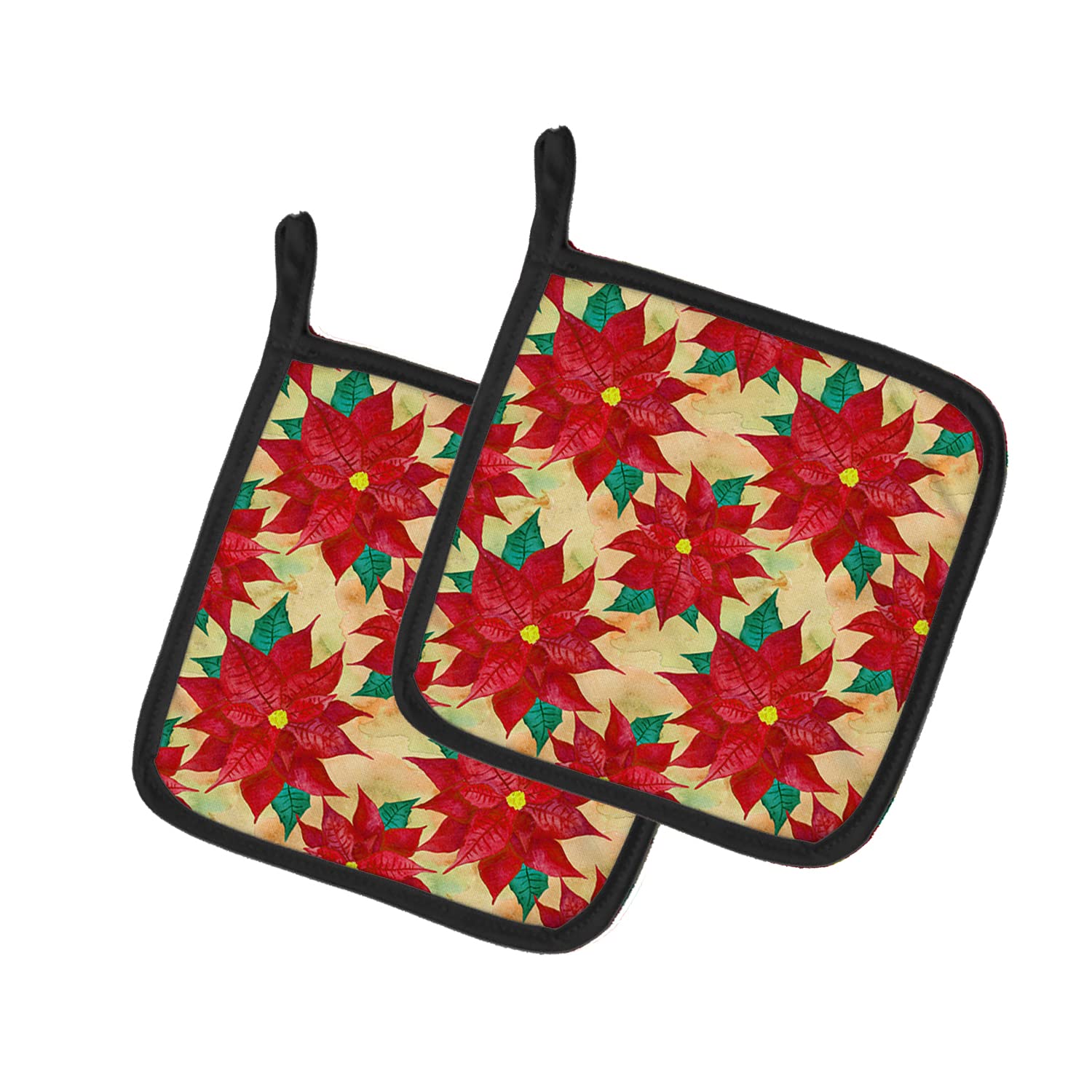 Caroline's Treasures BB7485PTHD Poinsettia Christmas Decorated Pot Holder, Fabric, Multicolor